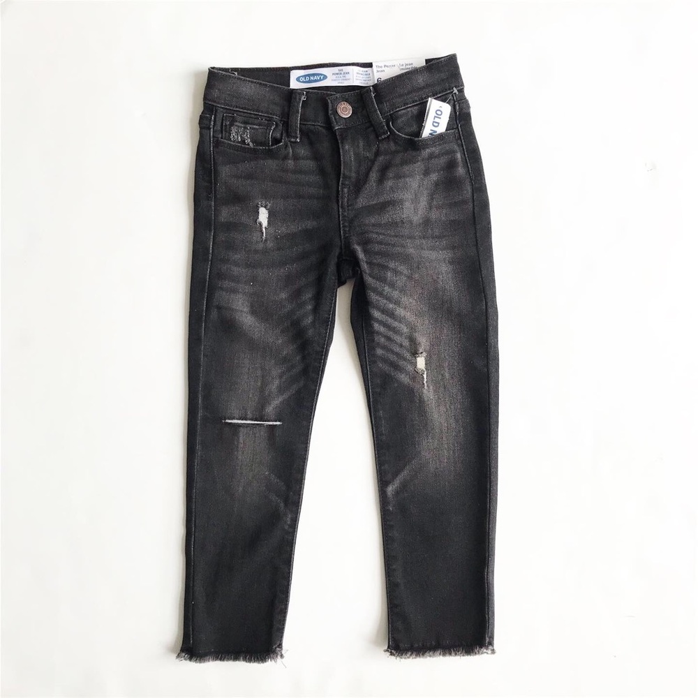Old Navy NWT black rAw hem power jean 6 regular